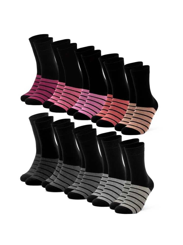 Occulto 10er Pack farbige Socken Laura in Grau-Pink günstig kaufen