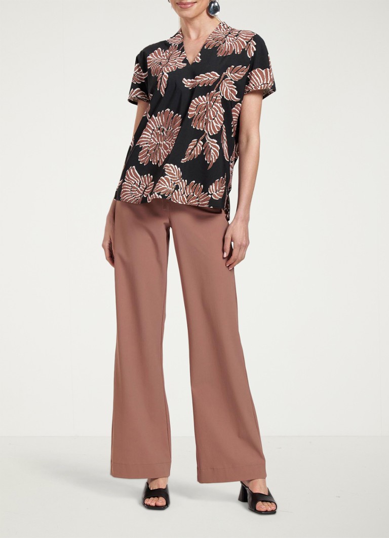Studio Anneloes Abigail high waist wide fit pants with drawstring and stitching pockets