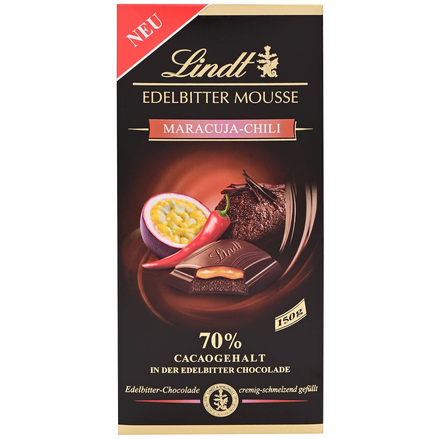 Lindt Edelbitter Mousse Maracuja-Chili Tafel 150g