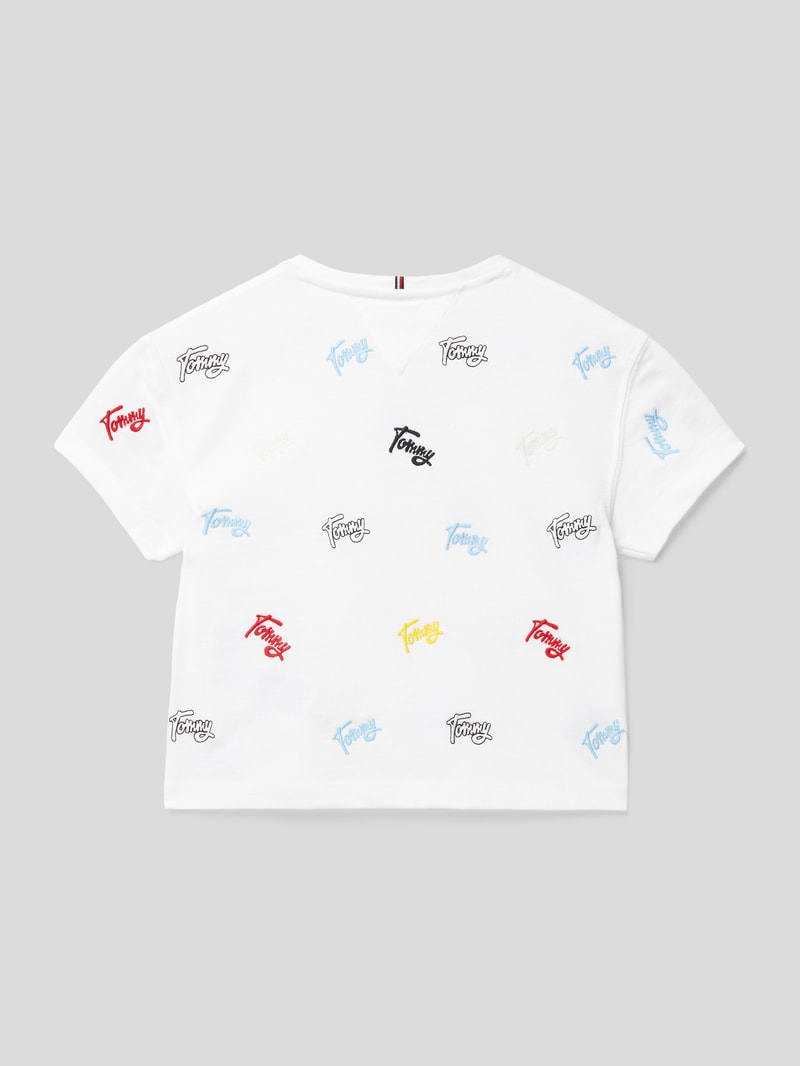T-Shirt mit Label-Stitchings in weiß