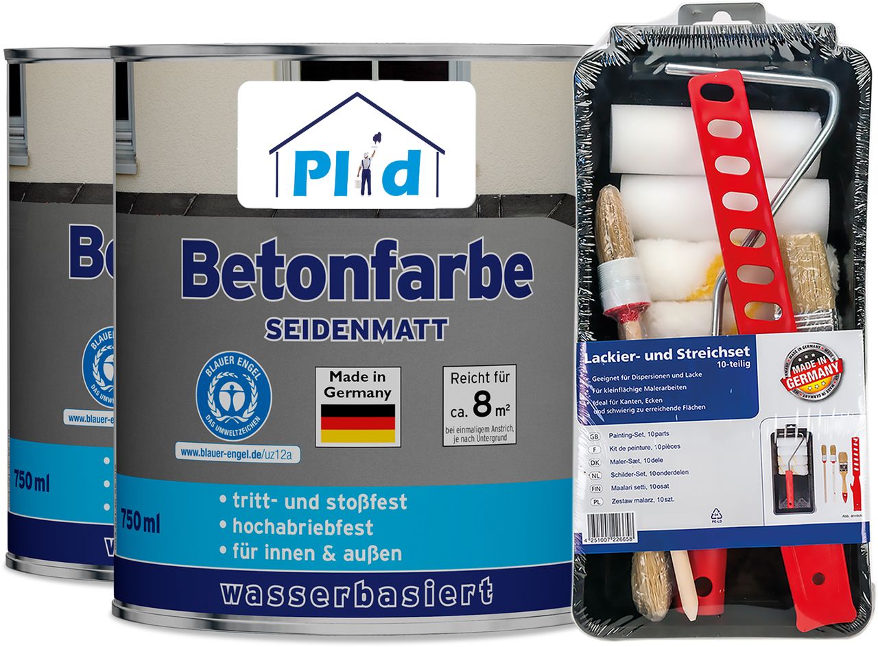 Plid Premium Betonfarbe Sockelfarbe Bodenfarbe Bodenbeschichtung Set Anthrazitgrau