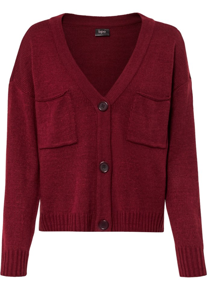Verkürzte Strickjacke mit großen Taschen