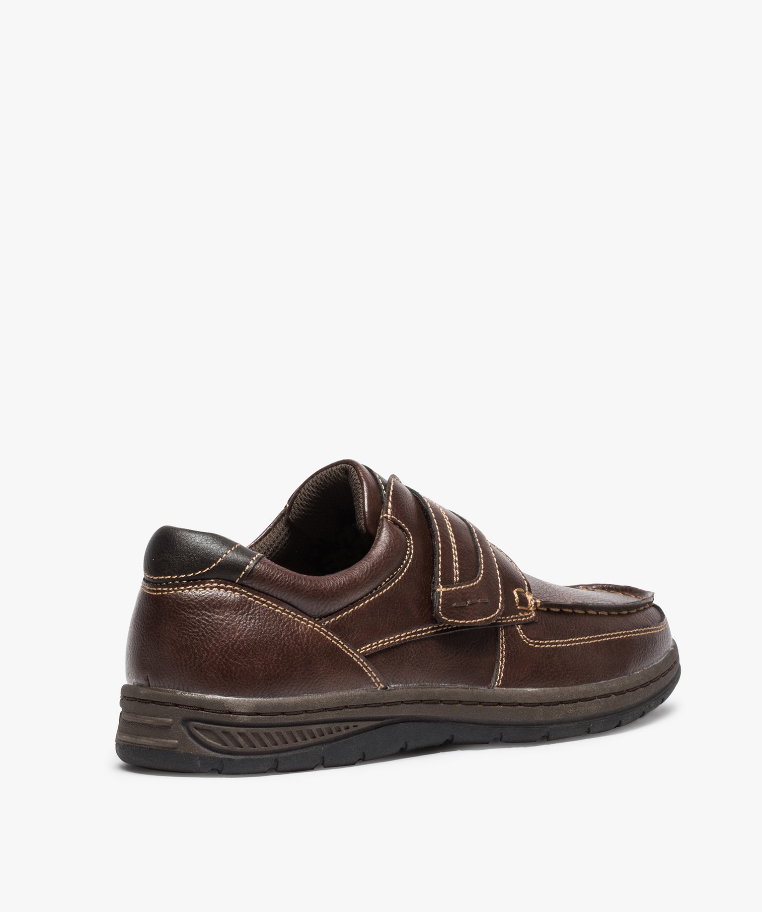 Chaussures bateau homme confort fermeture scratch marron | GEMO