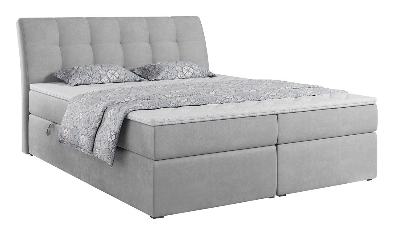 MKS MÖBEL Boxspringbett DIEGOS, Bett mit Bettkasten und Kopfteil, Polsterbett mit Multipocket-Matratze
