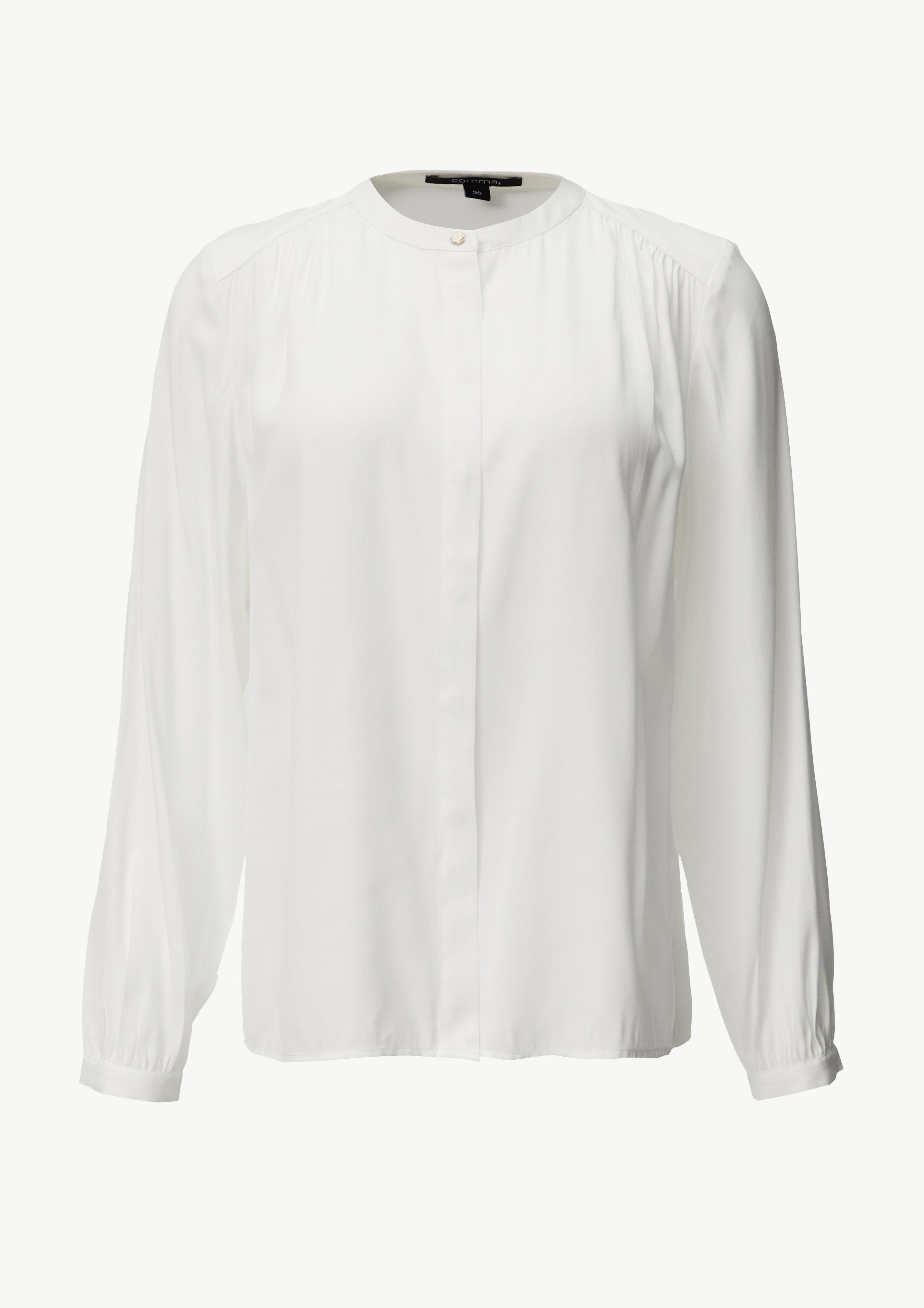 Satin-Bluse mit Raffung - weiß
