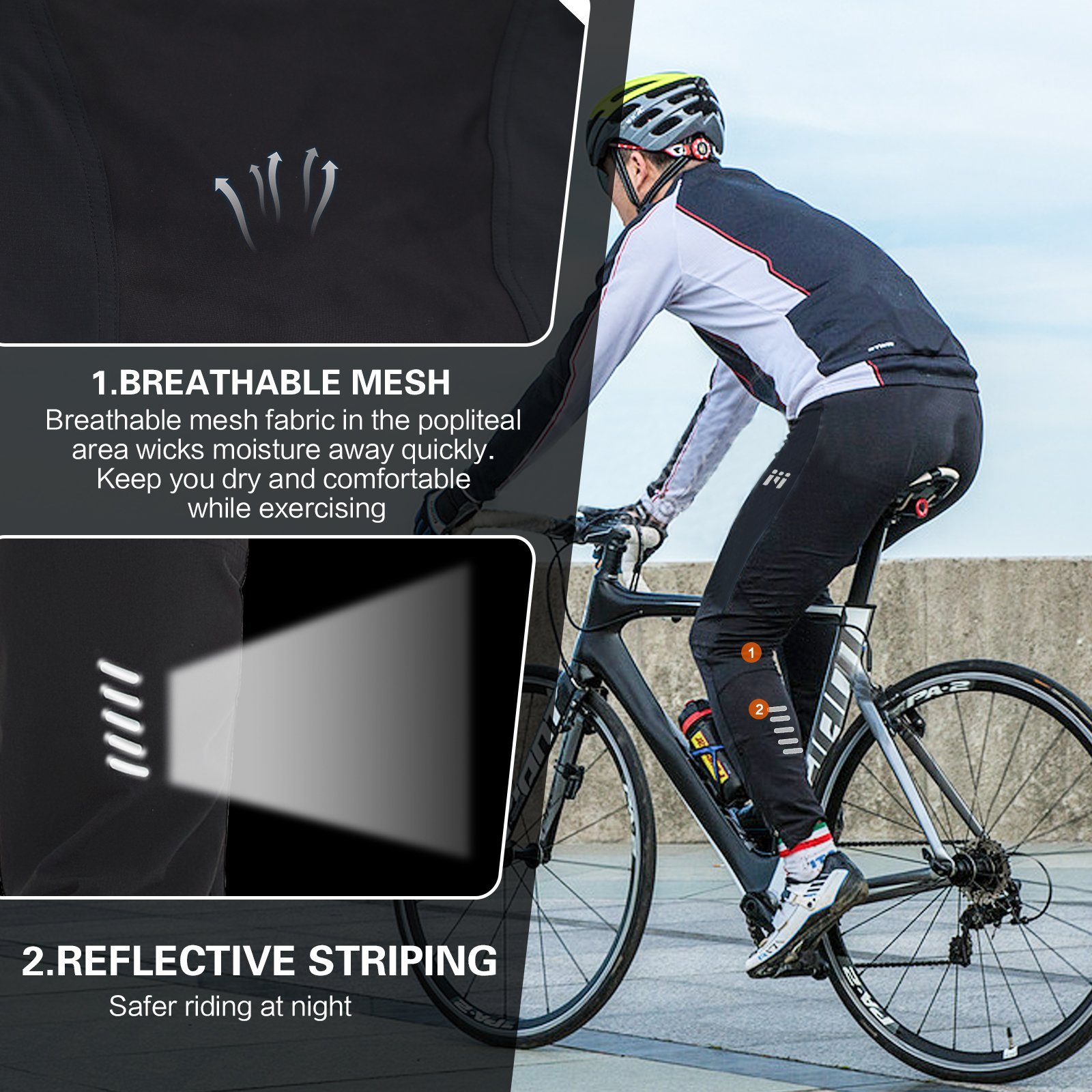 MEETYOO Fahrradhose Herren Lange Fahrradhose Radsport Hose Radlerhose Outdoorhose (Softshellhose, Trekkinghose, Wanderhose, Laufhose, Funktionshose) Wandern, Radfahren, Trekking, Sport, Casual