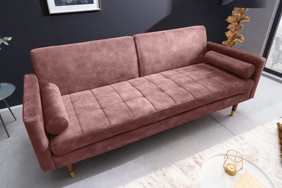 riess-ambiente Schlafsofa COUTURE 196cm altrosa / braun, Einzelartikel 1 Teile, Wohnzimmer · Microvelours · Bettfunktion