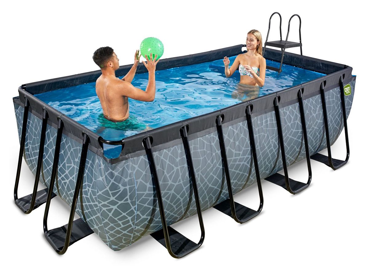 EXIT Stone 400 x 200 x 122 Pool mit Sandfilterpumpe & Stufen