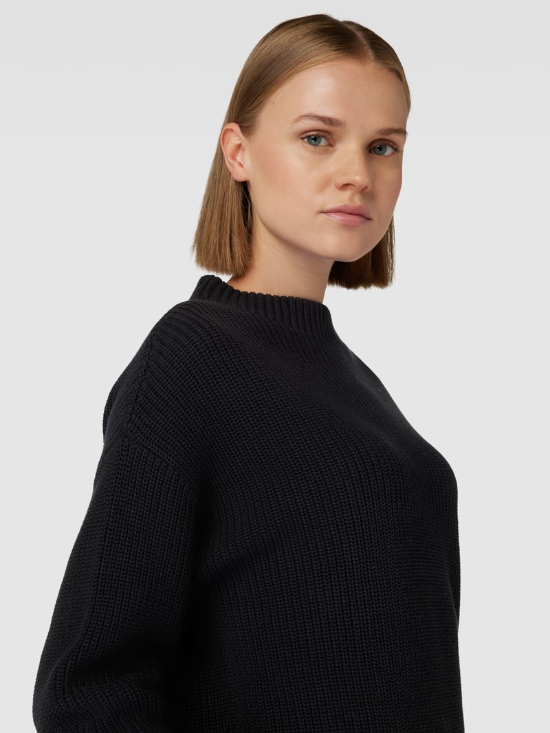 Strickpullover mit Strukturmuster in schwarz