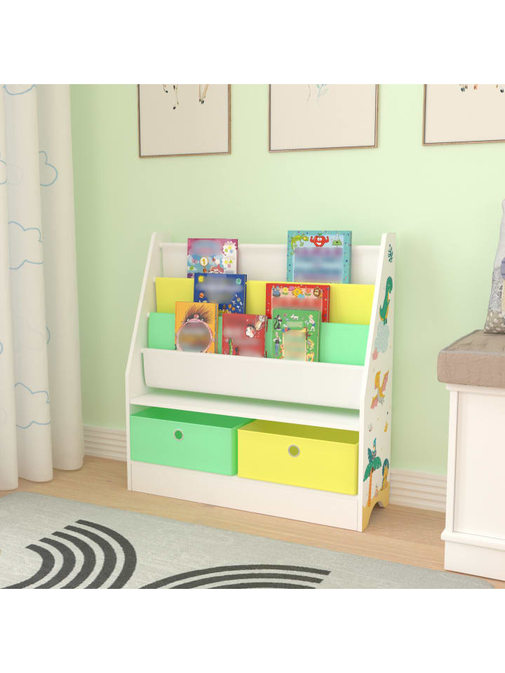 en.casa Kinderregal Neda in Gelb Grün (H)74cm (B)71cm (T)23cm günstig kaufen onesize
