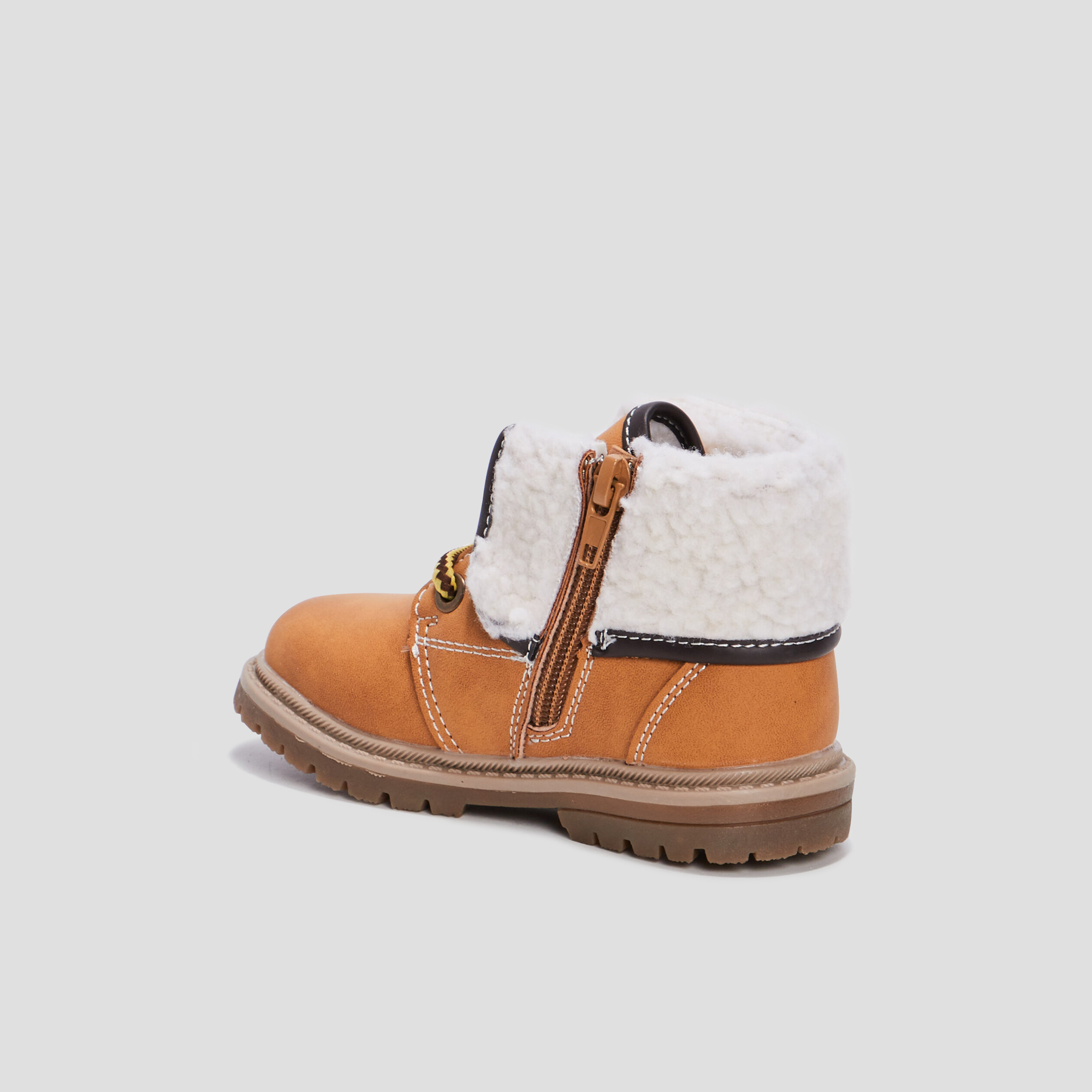 Bottines plates fourrées zippées camel bébé garçon | La Halle