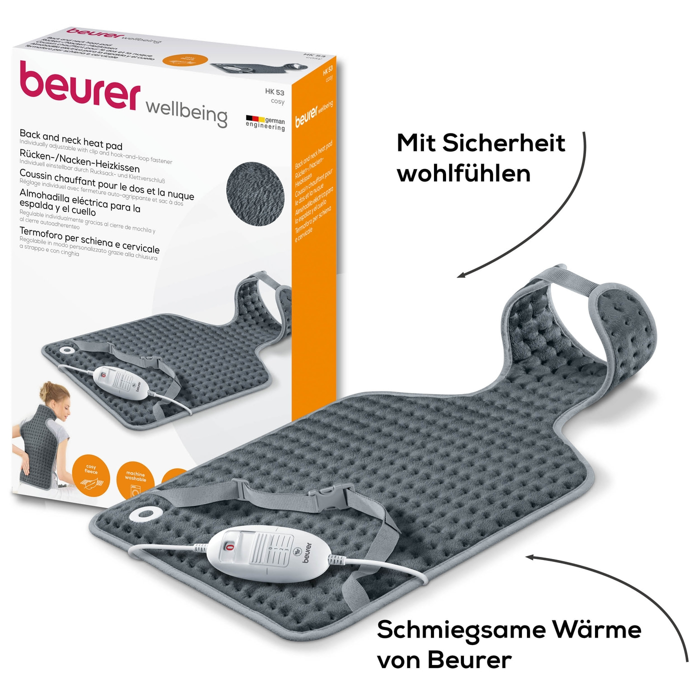 Beurer Rücken- /Nacken-Heizkissen HK 53 Cosy-Heizkissen für Nacken & Rücken mit praktischer Befestigung