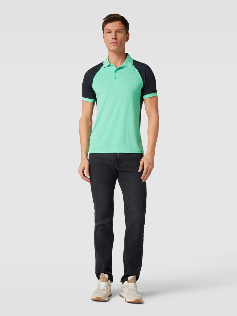 Poloshirt mit Label-Detail Modell 'Pauletech' in hellgrün
