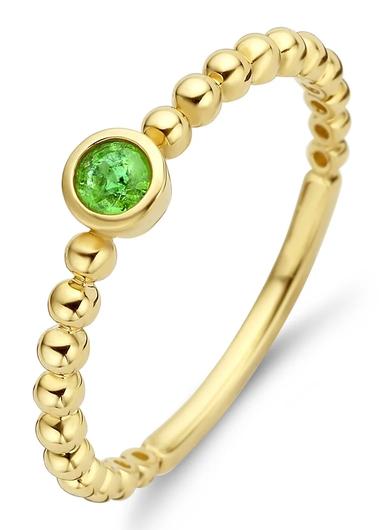 Diamond Point Yellow gold ring 0.11 ct emerald Ensemble