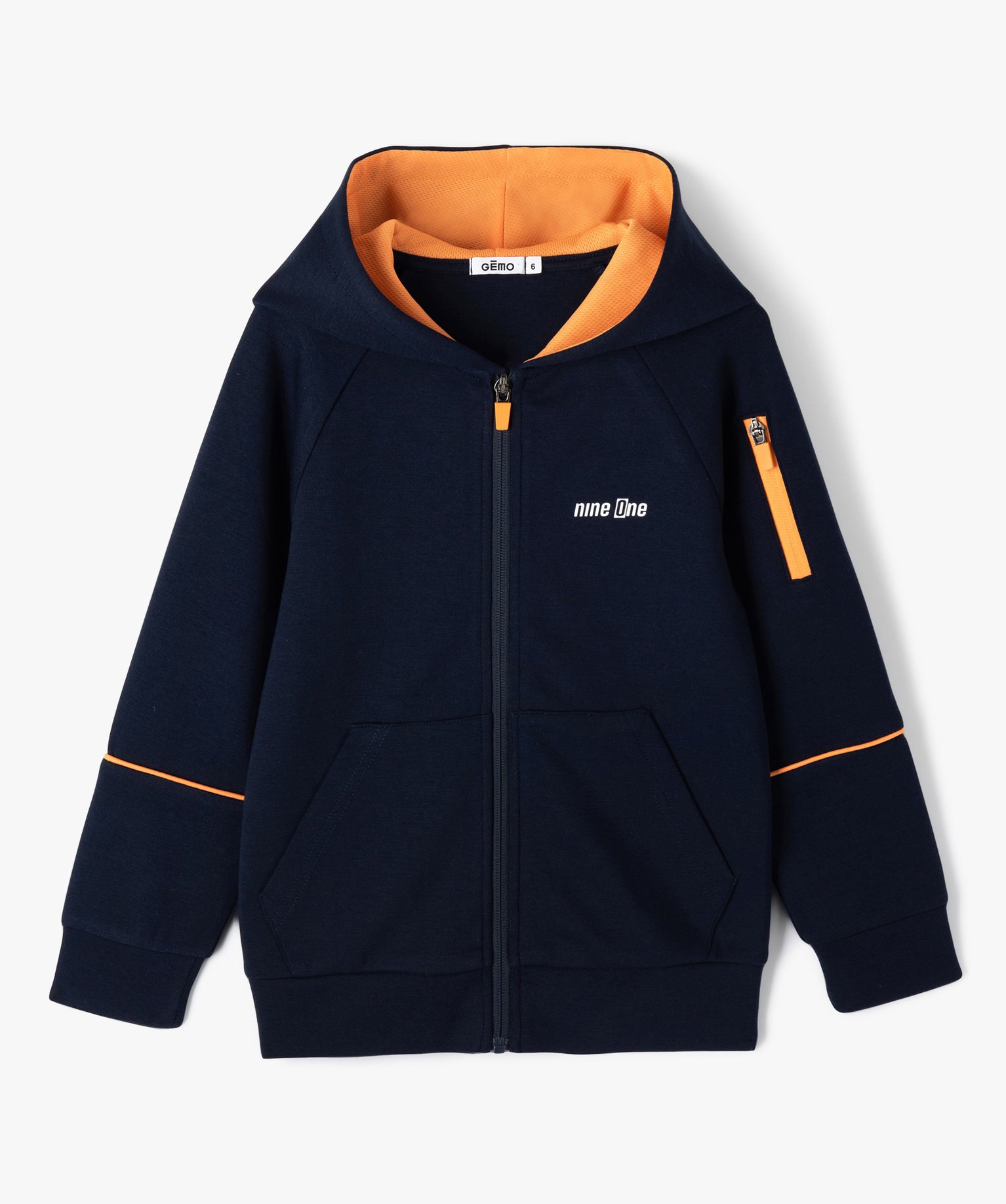 Sweat à capuche zippé en maille fine Garçon marine | GEMO