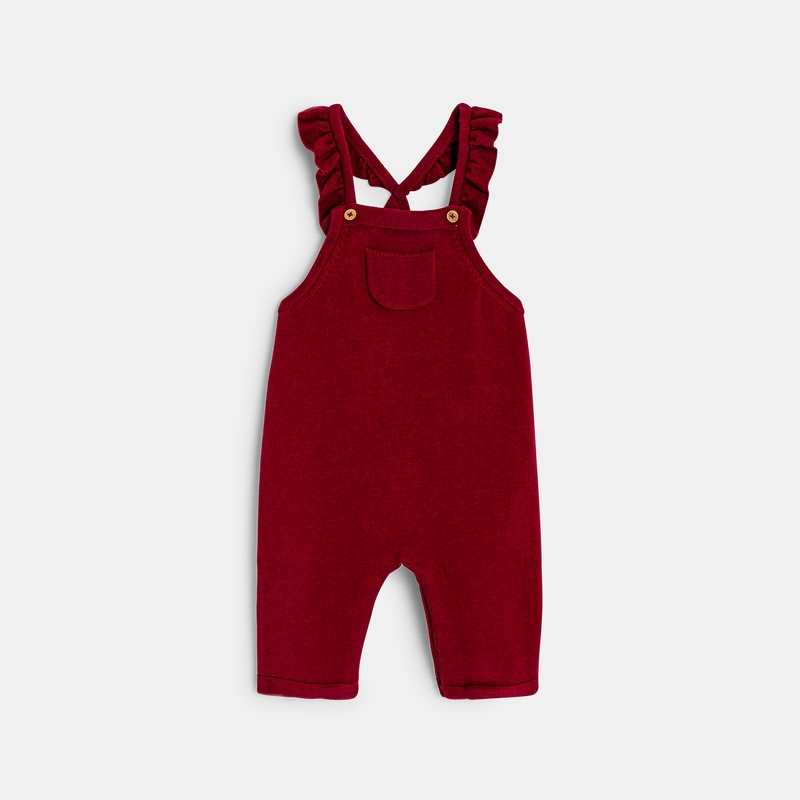 Salopette en maille tricot et body pointelle rose naissance