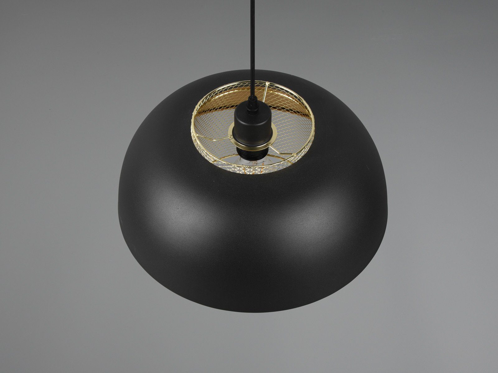 meineWunschleuchte LED Pendelleuchte, Dimmfunktion, LED wechselbar, warmweiß, Designer Esstischlampe einflammig über Kücheninsel Schwarz Gold, 35cm