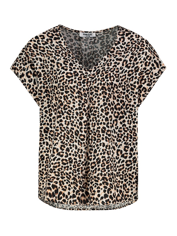 Sublevel Bluse in Hellbraun/ Schwarz/ Beige günstig kaufen
