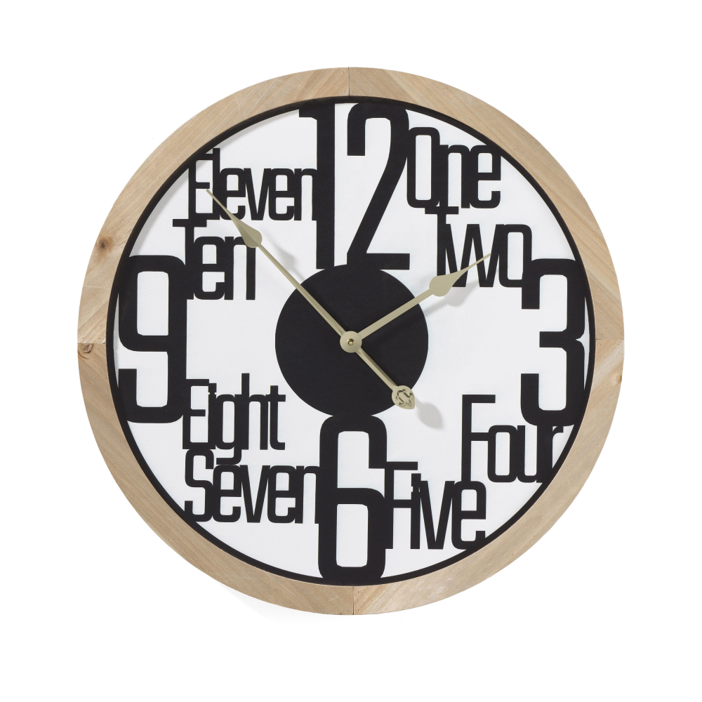 Wanduhr schwarz/weiß Holzoptik