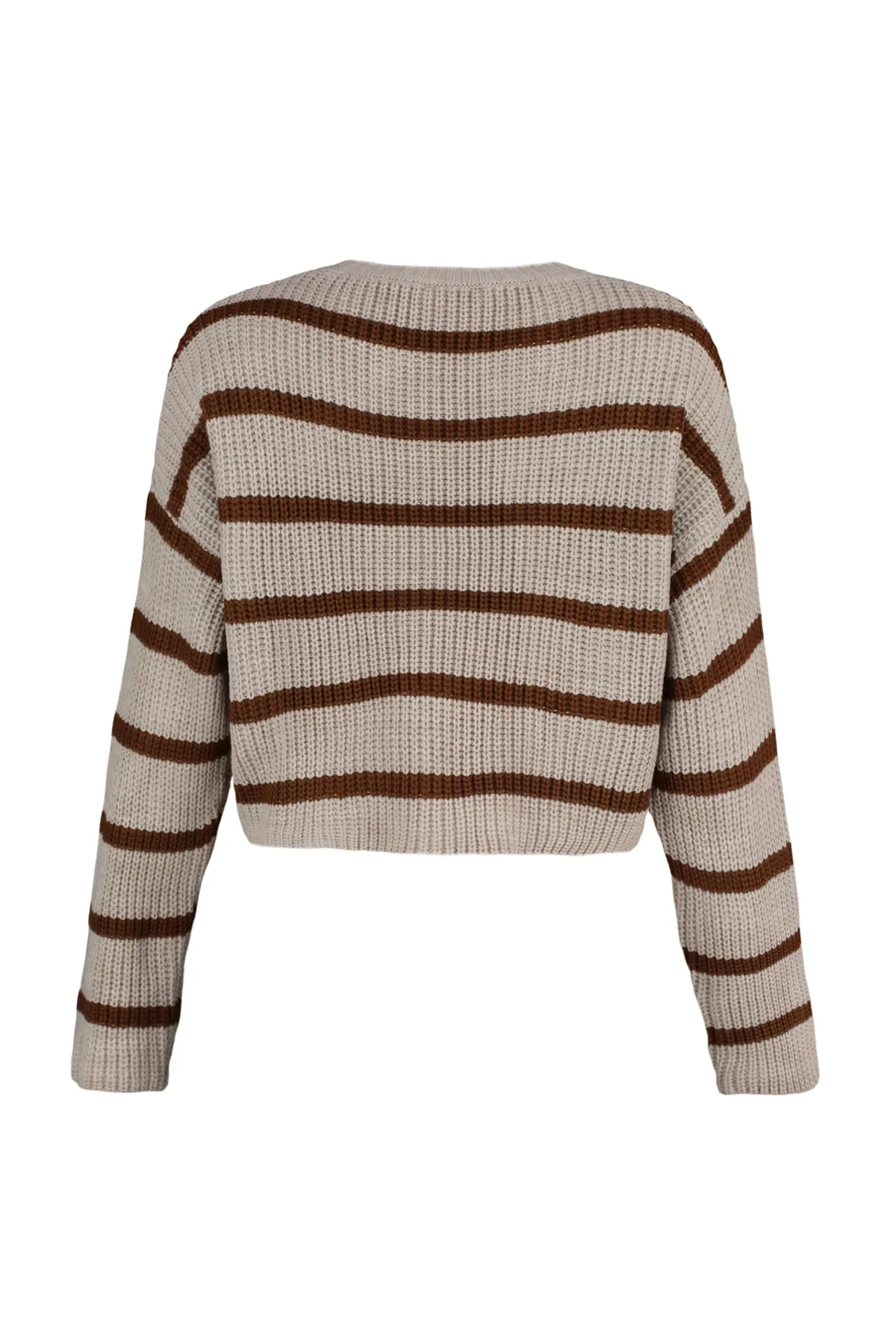 Trendyol Collection  Stone Crop Basic Strickpullover mit Streifen TWOAW23KZ00390