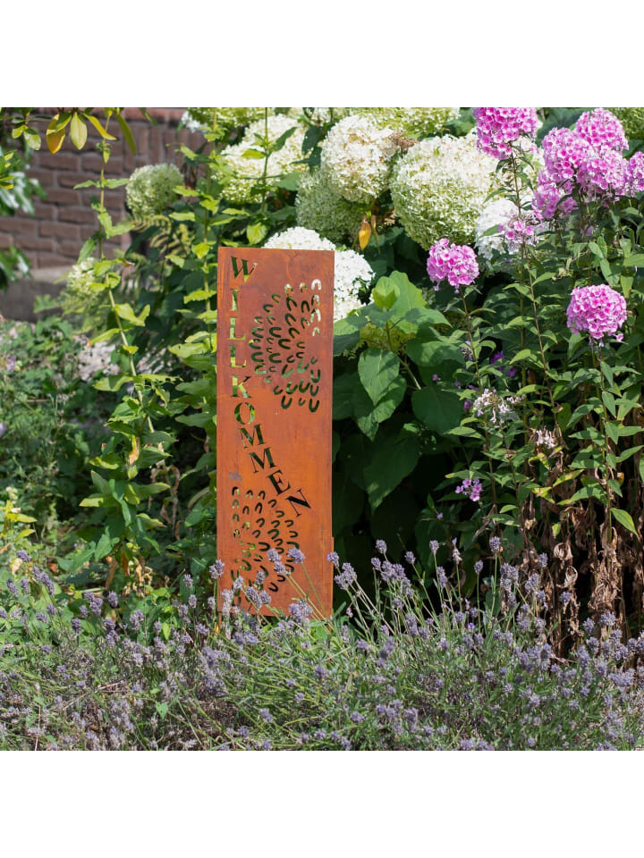 UNUS Gartenschild Rost Willkommen in Braun günstig kaufen