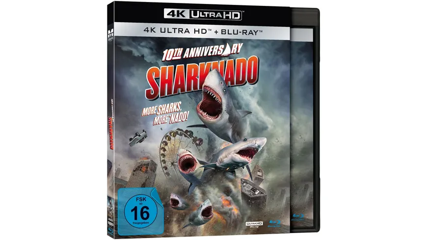 Sharknado - More Sharks more Nado Extended 4K-Edition (UHD+Blu-ray Sonderauflage im Hai-Schuber, limitiert auf 500 Stück)