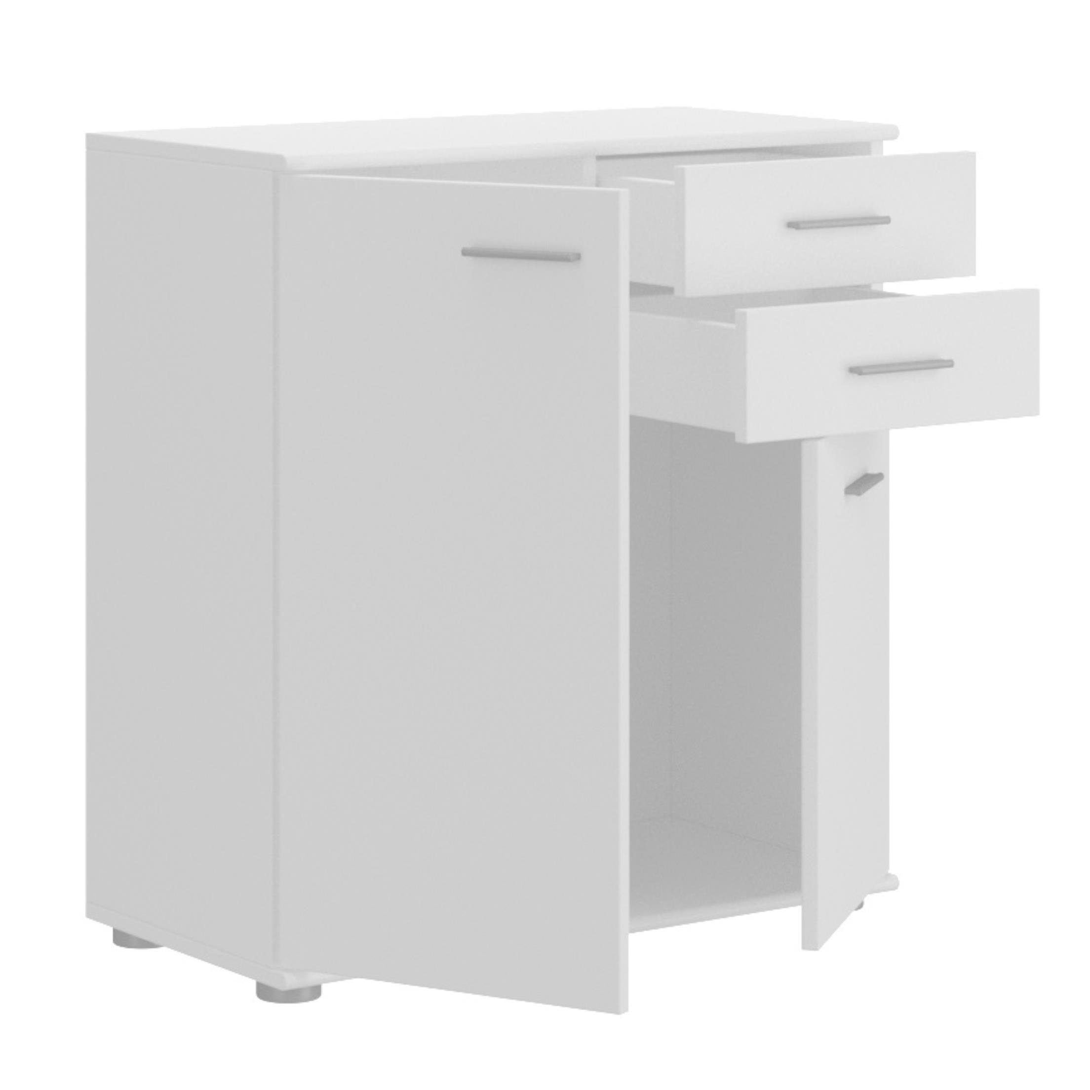 Furnix Kommode multifunktionaler klassischer Schrank MIDOS 2, mit 2 Türen und 2 Schubladen, B71 x H75 x T35 cm