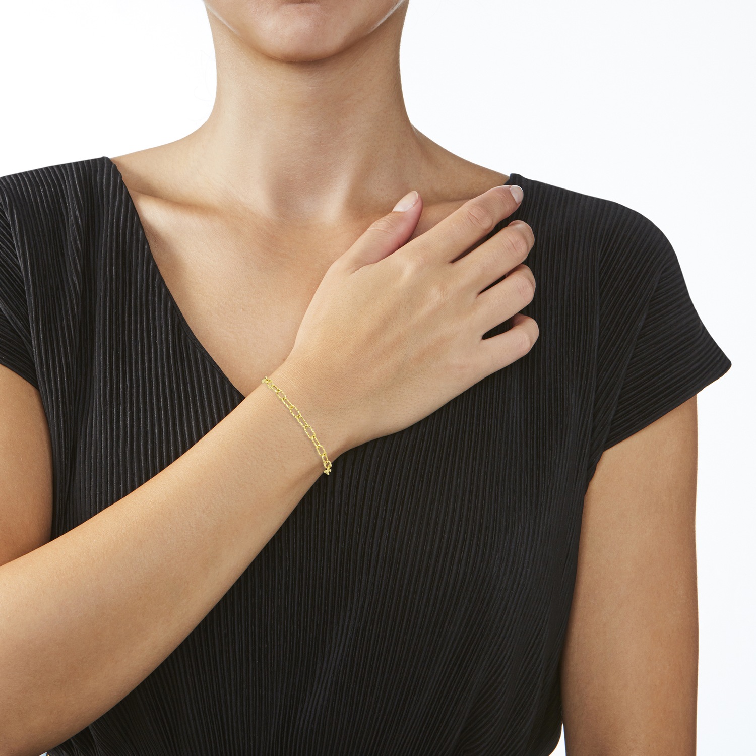 Armband lange strukturierte Ankerglieder. Gold 375