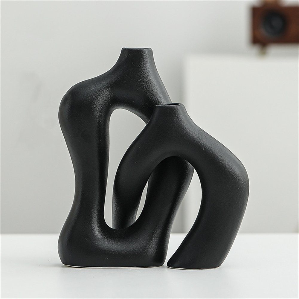 Rouemi Dekovase Keramische Vase, einfache Kunstvase, Heimdekoration Ornament Set