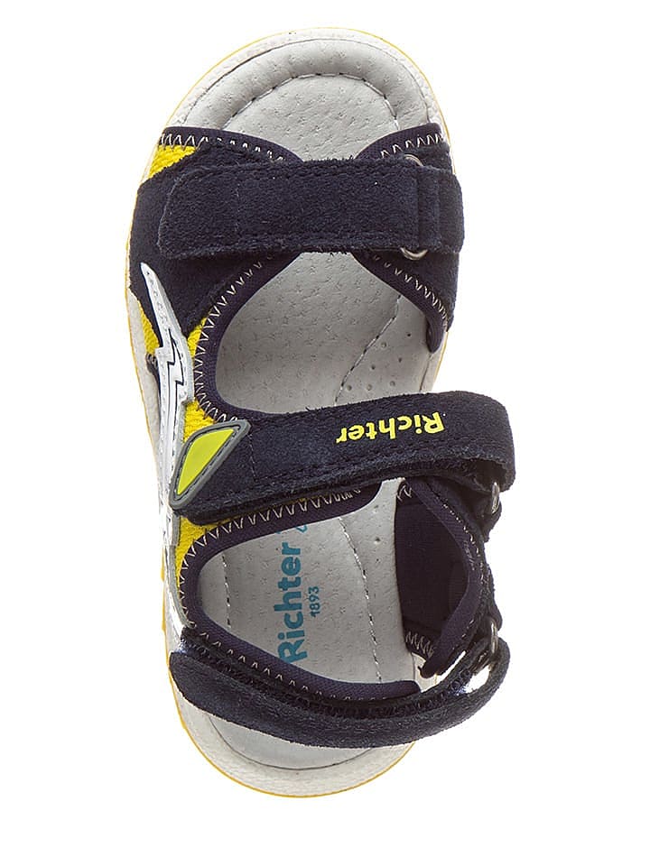 Richter Shoes Richter Ledersandalen, blau gelb, 34, neu mit Etikett günstig kaufen 34