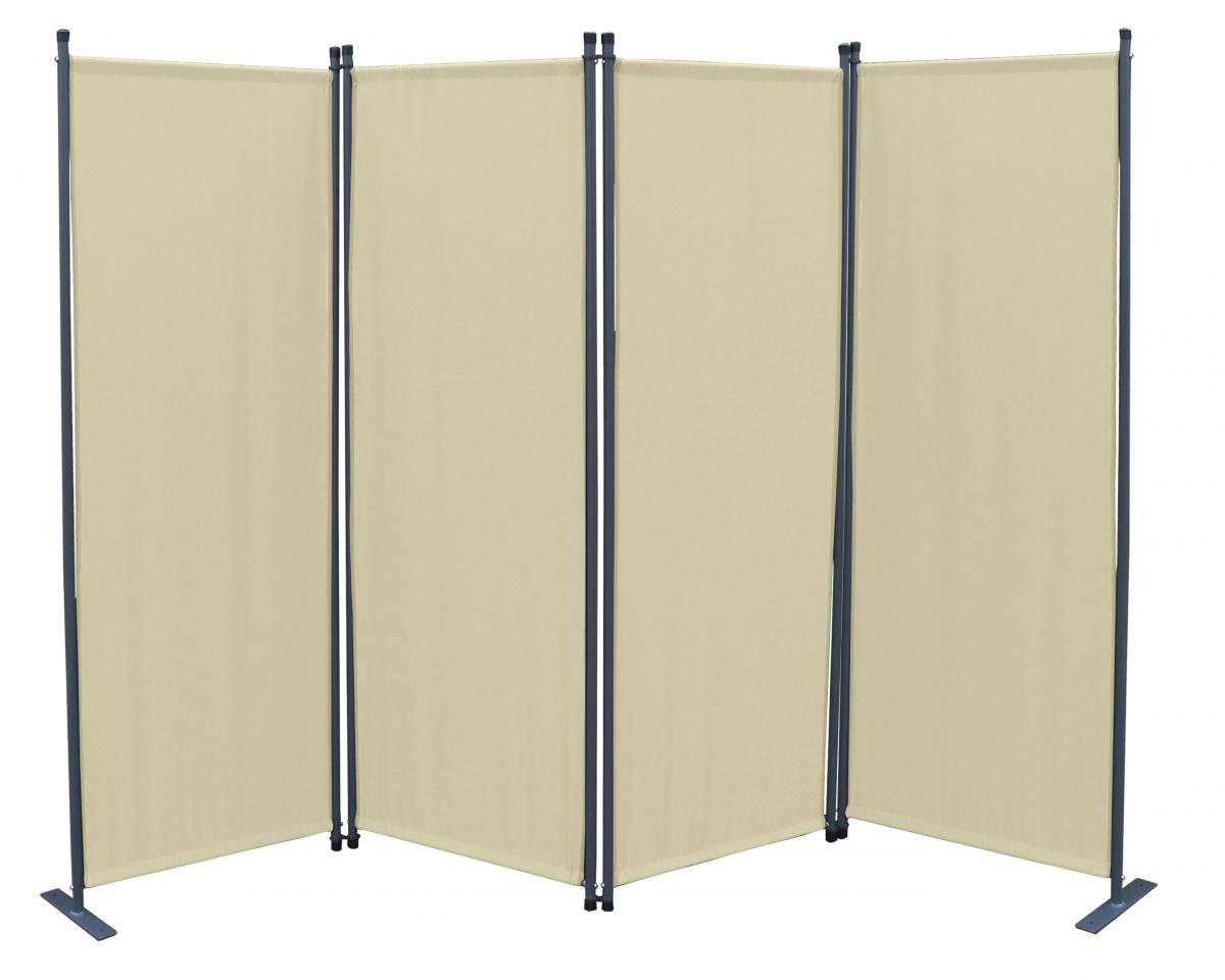 Grasekamp Paravent 4 teilig Beige Raumteiler Trennwand Sichtschutz Balkontrennung