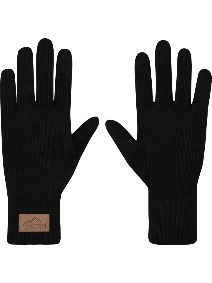Normani Outdoor Sports Damen Merino Strick-Fingerhandschuhe Anula in Schwarz günstig kaufen