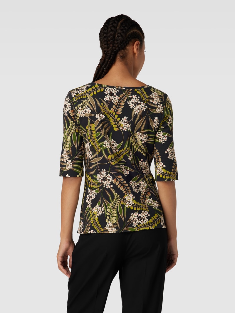 T-Shirt mit Allover-Muster im Double-Layer-Look in schwarz