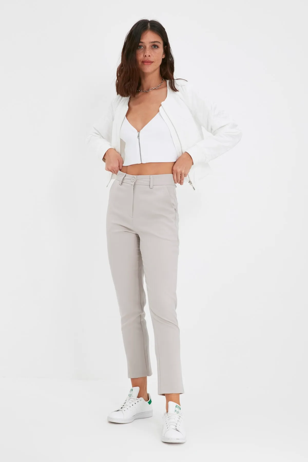 Trendyol Collection  Graue Basic-Zigaretten-Webhose TWOSS19ST0038