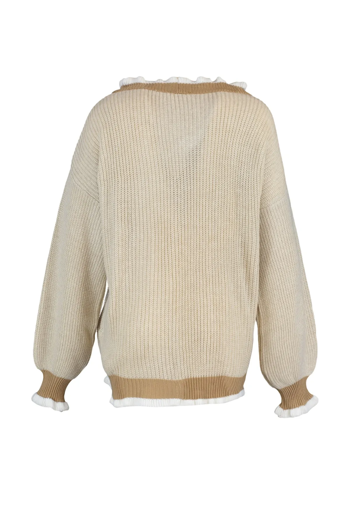 Trendyol Collection  Kamelfarbene Strickjacke mit Stickerei TWOAW21HI0628