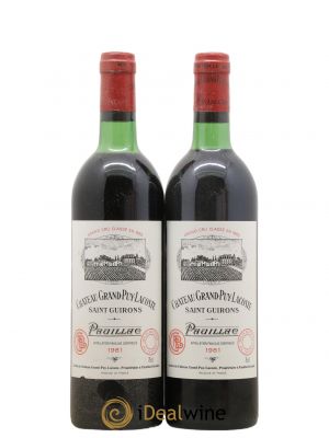 Château Grand Puy Lacoste 5ème Grand Cru Classé  1981 - Lot de 2 Bouteilles