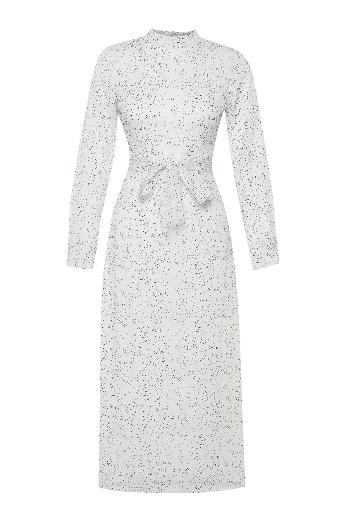 Trendyol Modest  Weißes, strukturiertes, hochwertiges, mit Polka Dots gefüttertes Webkleid TCTSS24EB00141