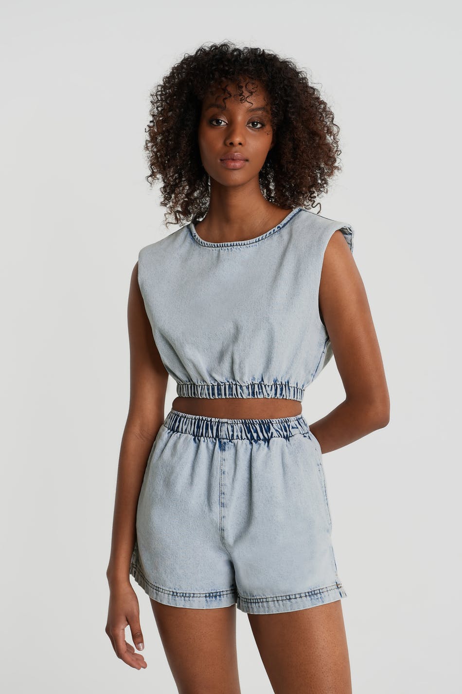 Sleeveless denim top