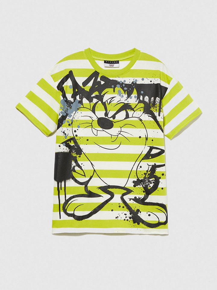 Sisley Shirt in Limette/ Weiß günstig kaufen