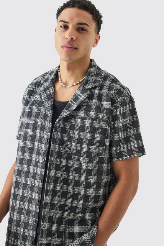 Strukturiertes Oversize Kontrast-Hemd und Shorts