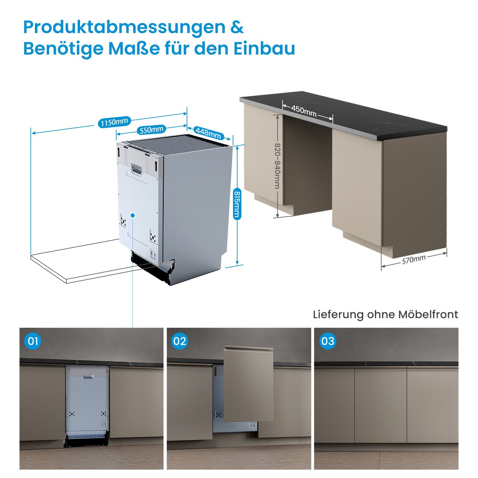 Midea vollintegrierbarer Geschirrspüler, SV 5.14K10C