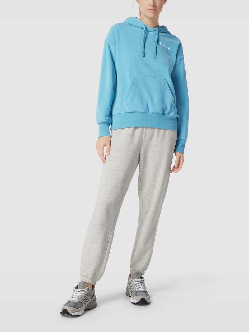 Hoodie mit Label-Stitching in hellblau