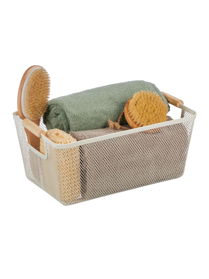 relaxdays Drahtkorb in Weiß - (B)37 x (H)16,5 x (T)22,5 cm günstig kaufen onesize