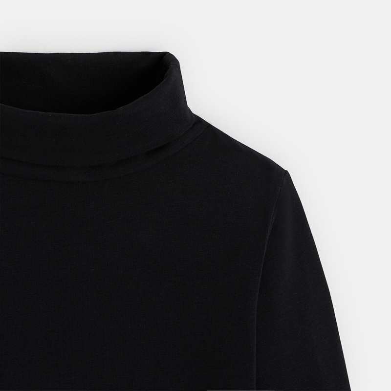 T-shirt col roulé manches longues noir garçon