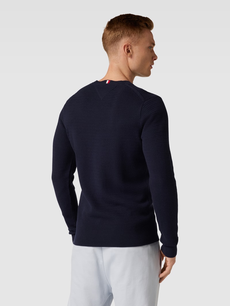 Strickpullover mit Label-Stitching in marineblau