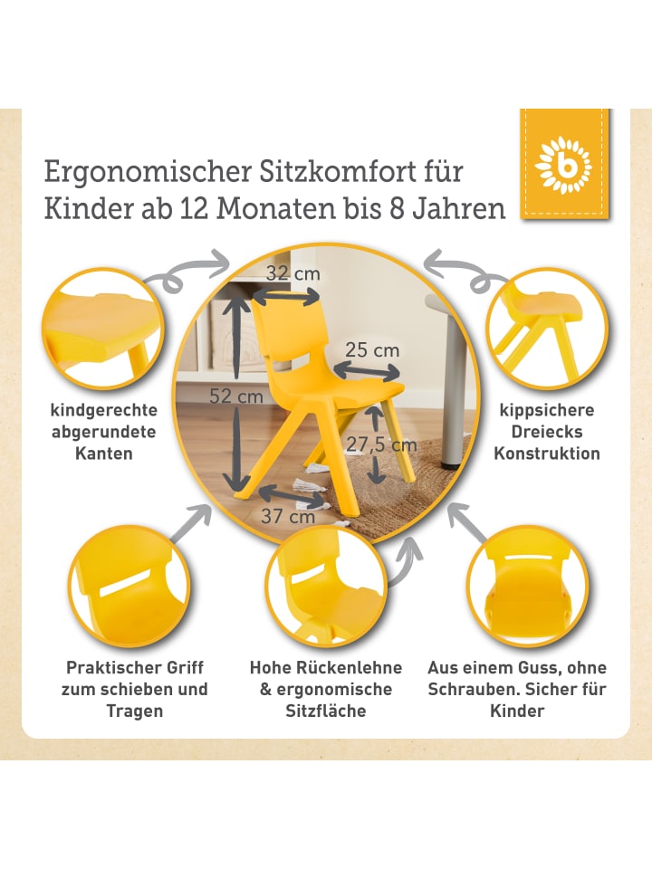 Bieco Spielwaren Kinderstuhl bis 80 kg belastbar - ab 12 Monate in Gelb günstig kaufen onesize