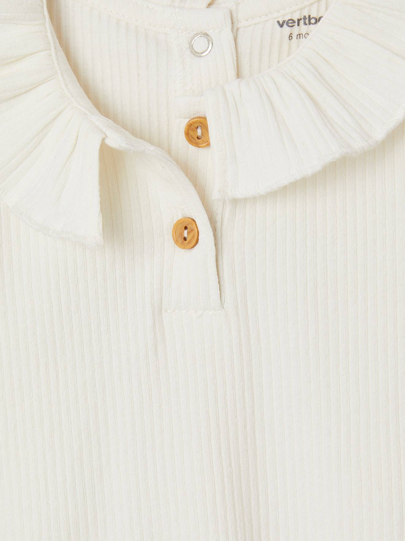 Vertbaudet Mädchen Baby T-Shirt mit Zierkragen Oeko-Tex - wollweiß