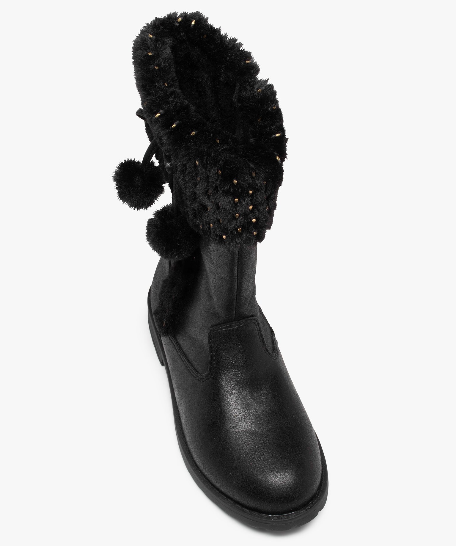 Bottes fourrées fille unies détails à pois brillants noir | GEMO