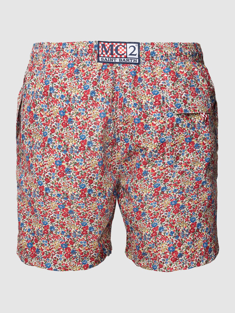 Badehose mit Allover-Muster Modell 'GUSTAVIA' in rot