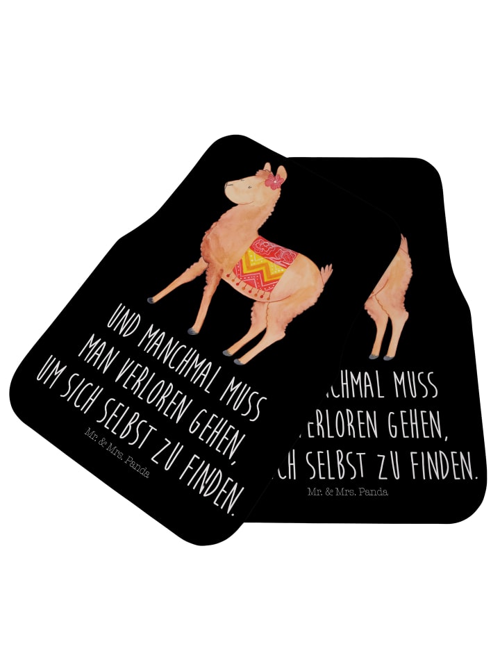 Mr. & Mrs. Panda Fahrer Autofußmatte Alpaka Stolz mit Spruch in Schwarz günstig kaufen onesize